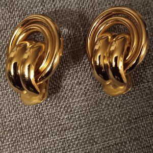 BURBERRY GOLDTONE CLIPON AUTHENTIC EARRINGS